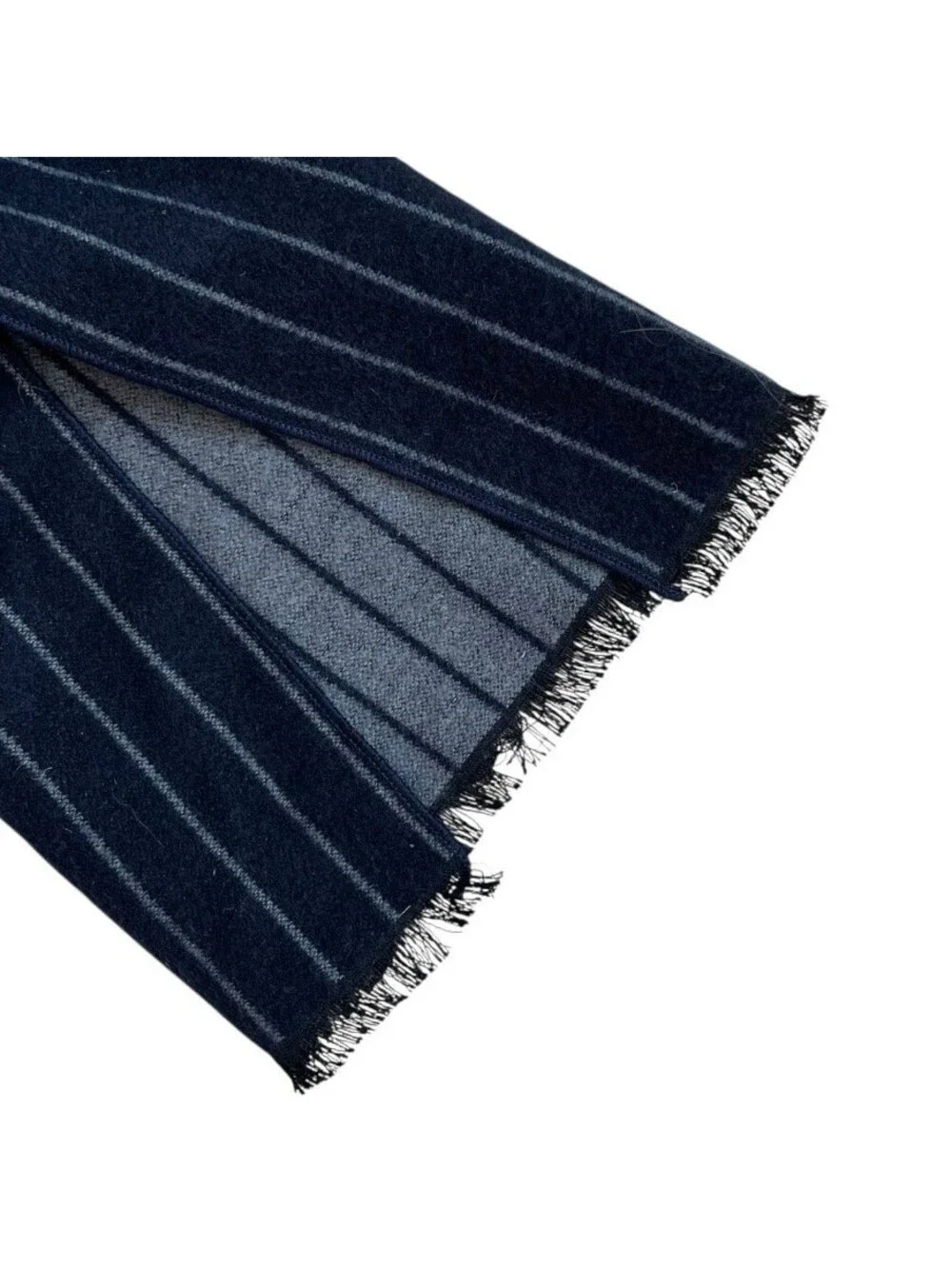 Save the Ocean Apparel Co. Navy Blue Striped Silk Blend Knit Scarf